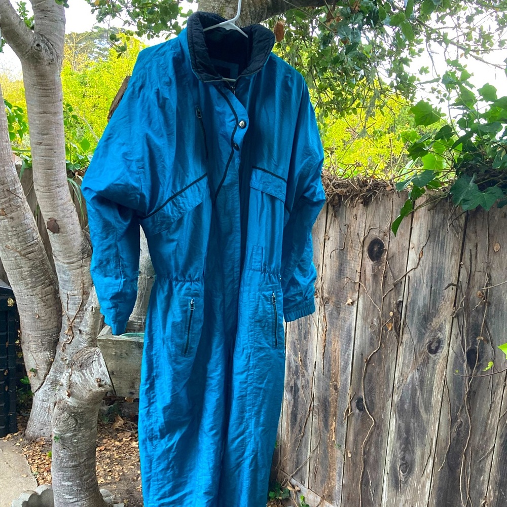 Vintage ski suit jump suit coverall large blue